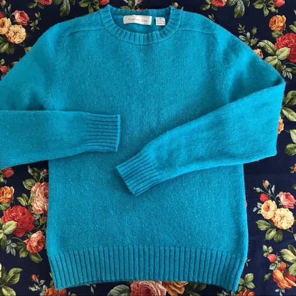 True Vintage Turquoise Blue Wool Blend Sweater - Picture 4 of 7